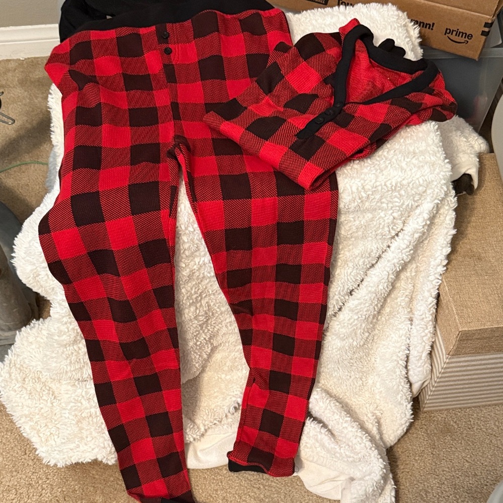 Women's Red and Black Plaid Pajama Set